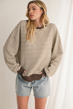 Load image into Gallery viewer, Purple Stripe Drop Shoulder Long Sleeve Top