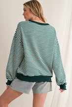 Load image into Gallery viewer, Purple Stripe Drop Shoulder Long Sleeve Top