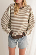Load image into Gallery viewer, Purple Stripe Drop Shoulder Long Sleeve Top