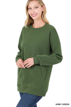 Load image into Gallery viewer, Long Sleeve Round Neck Sweatshirt Side Pockets