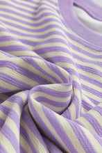 Load image into Gallery viewer, Purple Stripe Drop Shoulder Long Sleeve Top