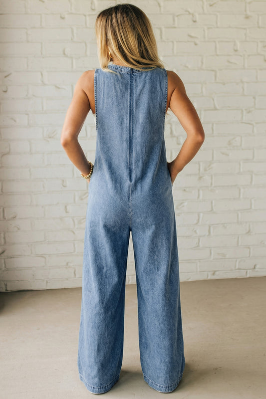 Denim Wide Leg Jumpsuit