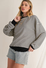 Load image into Gallery viewer, Purple Stripe Drop Shoulder Long Sleeve Top