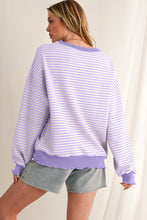 Load image into Gallery viewer, Purple Stripe Drop Shoulder Long Sleeve Top