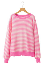 Load image into Gallery viewer, Purple Stripe Drop Shoulder Long Sleeve Top