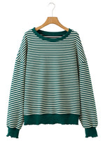 Load image into Gallery viewer, Purple Stripe Drop Shoulder Long Sleeve Top