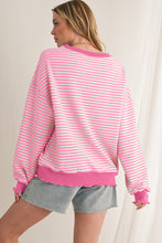Load image into Gallery viewer, Purple Stripe Drop Shoulder Long Sleeve Top