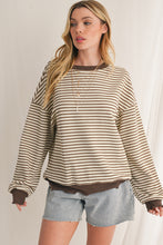 Load image into Gallery viewer, Purple Stripe Drop Shoulder Long Sleeve Top