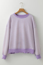 Load image into Gallery viewer, Purple Stripe Drop Shoulder Long Sleeve Top