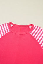 Load image into Gallery viewer, Strawberry Pink Heart Shape Striped Patchwork Long Sleeve Loose Top