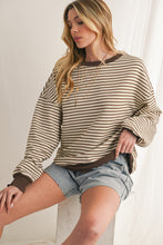 Load image into Gallery viewer, Purple Stripe Drop Shoulder Long Sleeve Top