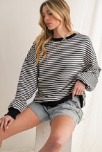 Load image into Gallery viewer, Purple Stripe Drop Shoulder Long Sleeve Top