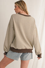 Load image into Gallery viewer, Purple Stripe Drop Shoulder Long Sleeve Top