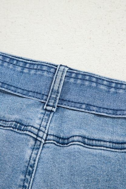 Beau Blue Vintage Washed Knot Belt Wide Leg Jeans