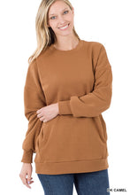 Load image into Gallery viewer, Long Sleeve Round Neck Sweatshirt Side Pockets
