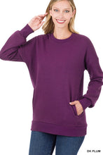 Load image into Gallery viewer, Long Sleeve Round Neck Sweatshirt Side Pockets
