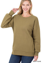 Load image into Gallery viewer, Long Sleeve Round Neck Sweatshirt Side Pockets
