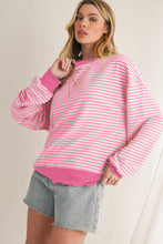 Load image into Gallery viewer, Purple Stripe Drop Shoulder Long Sleeve Top
