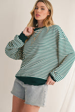 Load image into Gallery viewer, Purple Stripe Drop Shoulder Long Sleeve Top
