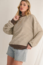 Load image into Gallery viewer, Purple Stripe Drop Shoulder Long Sleeve Top
