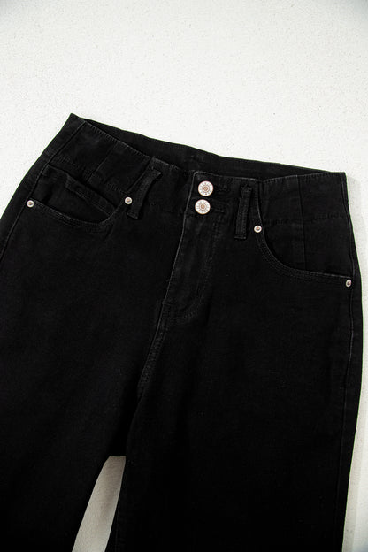 Bonbon 2-Button High Waist Wide Leg Jeans