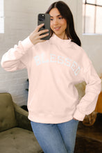 Load image into Gallery viewer, Sea Green Oversize Blessed Embroidered Mock Neck Sweatshirt
