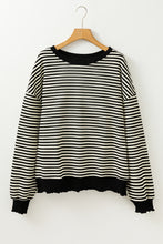 Load image into Gallery viewer, Purple Stripe Drop Shoulder Long Sleeve Top
