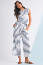 Load image into Gallery viewer, Rose Stripe Casual  Tee and Wide Leg Pants Set
