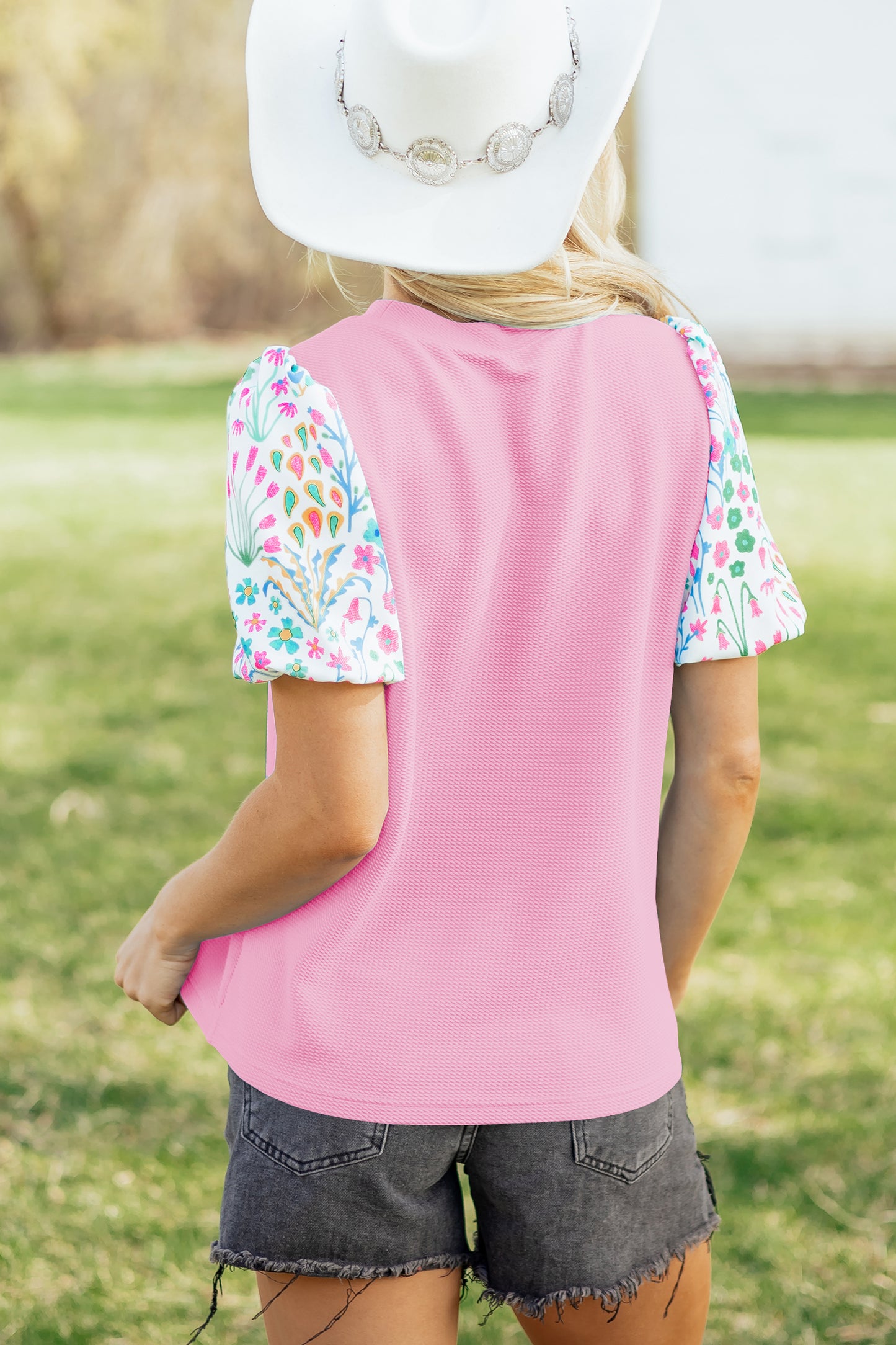 Floral Bubble Sleeve Blouse