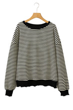 Load image into Gallery viewer, Purple Stripe Drop Shoulder Long Sleeve Top
