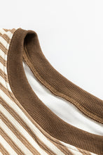 Load image into Gallery viewer, Purple Stripe Drop Shoulder Long Sleeve Top
