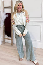 Load image into Gallery viewer, Light Grey Mixed Print Raglan Sleeve Patchwork Exposed Seam Pullover Top
