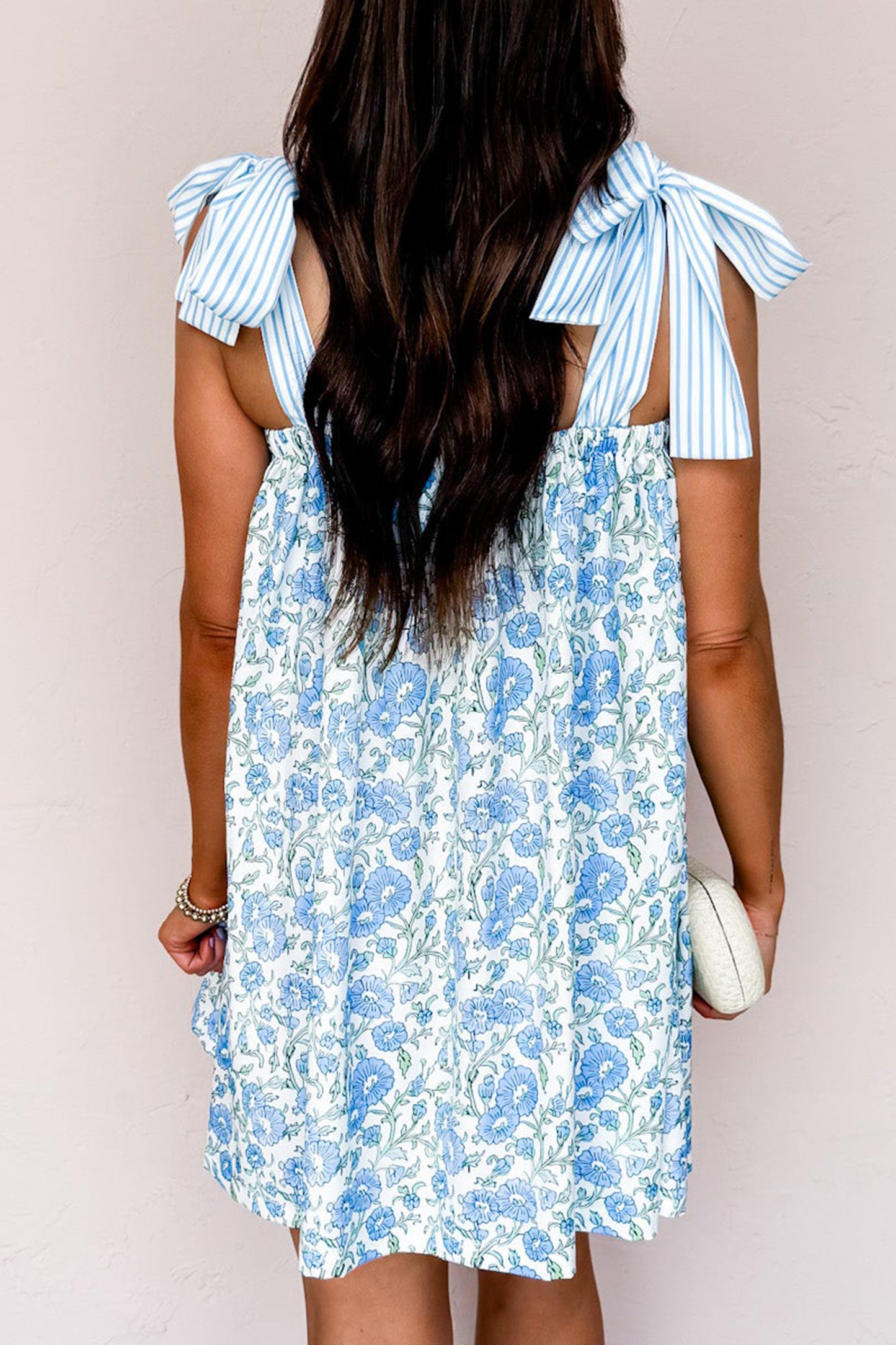Patchwork Bow Knot Straps Mini Dress