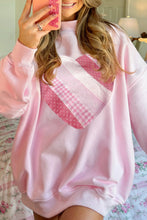 Load image into Gallery viewer, Light Pink Sweetheart Patchwork Mockneck Oversize Sweatshirt
