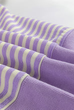 Load image into Gallery viewer, Purple Stripe Drop Shoulder Long Sleeve Top
