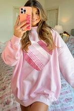 Load image into Gallery viewer, Light Pink Sweetheart Patchwork Mockneck Oversize Sweatshirt
