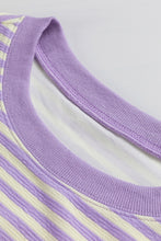 Load image into Gallery viewer, Purple Stripe Drop Shoulder Long Sleeve Top
