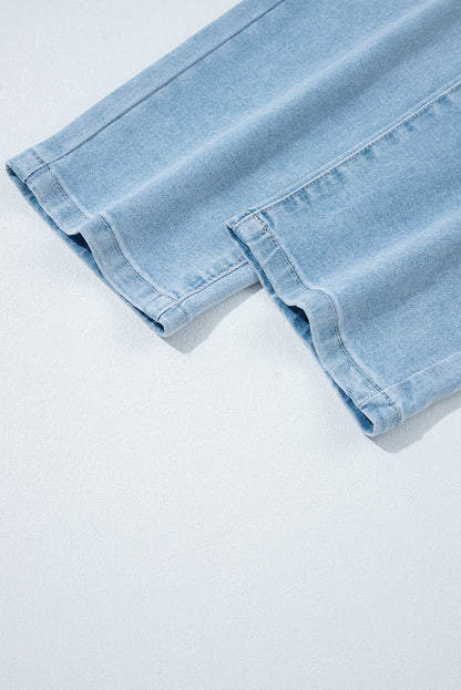 Beau Blue High Rise Relaxed Patch Pocket Jeans