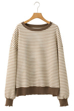 Load image into Gallery viewer, Purple Stripe Drop Shoulder Long Sleeve Top
