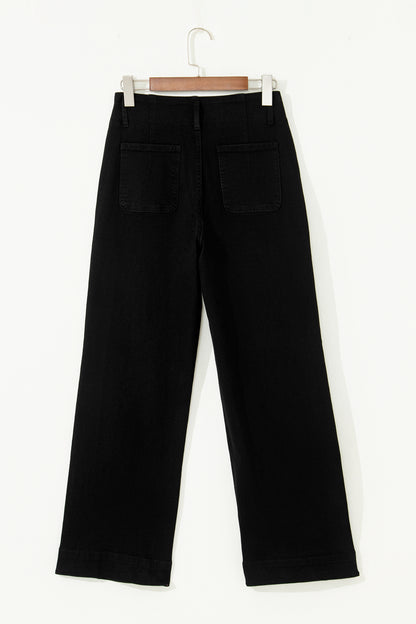Bonbon 2-Button High Waist Wide Leg Jeans