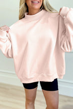 Load image into Gallery viewer, Sea Green Oversize Blessed Embroidered Mock Neck Sweatshirt

