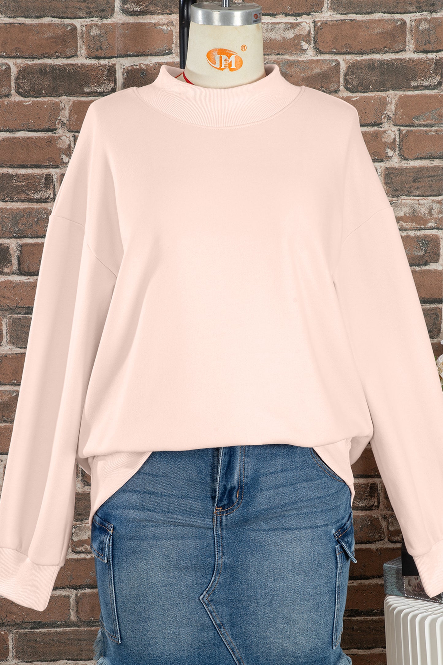 Sea Green Oversize Blessed Embroidered Mock Neck Sweatshirt