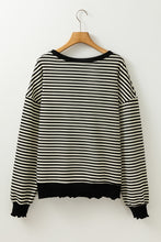 Load image into Gallery viewer, Purple Stripe Drop Shoulder Long Sleeve Top

