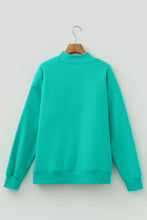 Load image into Gallery viewer, Sea Green Oversize Blessed Embroidered Mock Neck Sweatshirt

