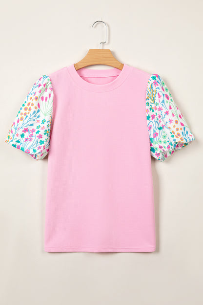 Floral Bubble Sleeve Blouse