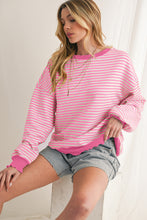 Load image into Gallery viewer, Purple Stripe Drop Shoulder Long Sleeve Top
