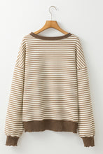 Load image into Gallery viewer, Purple Stripe Drop Shoulder Long Sleeve Top
