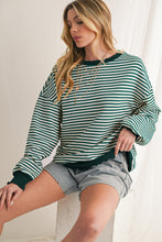 Load image into Gallery viewer, Purple Stripe Drop Shoulder Long Sleeve Top
