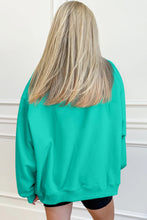 Load image into Gallery viewer, Sea Green Oversize Blessed Embroidered Mock Neck Sweatshirt
